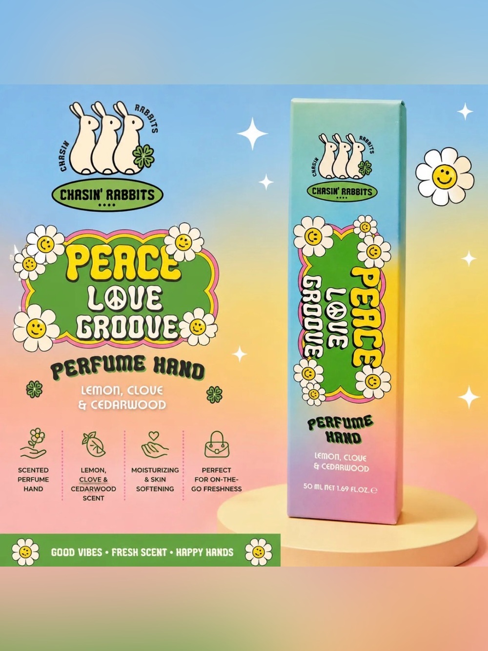 Peace Love Groove Perfume Hand - Lemon, Clove, and Cedarwood